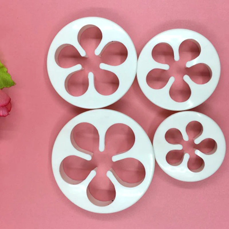 

4pcs Rose Flower Fondant Cake Sugar Craft Portable Cookie Mold 3D Printed Gum Paste Cutter Decorating Baking Paste Tool