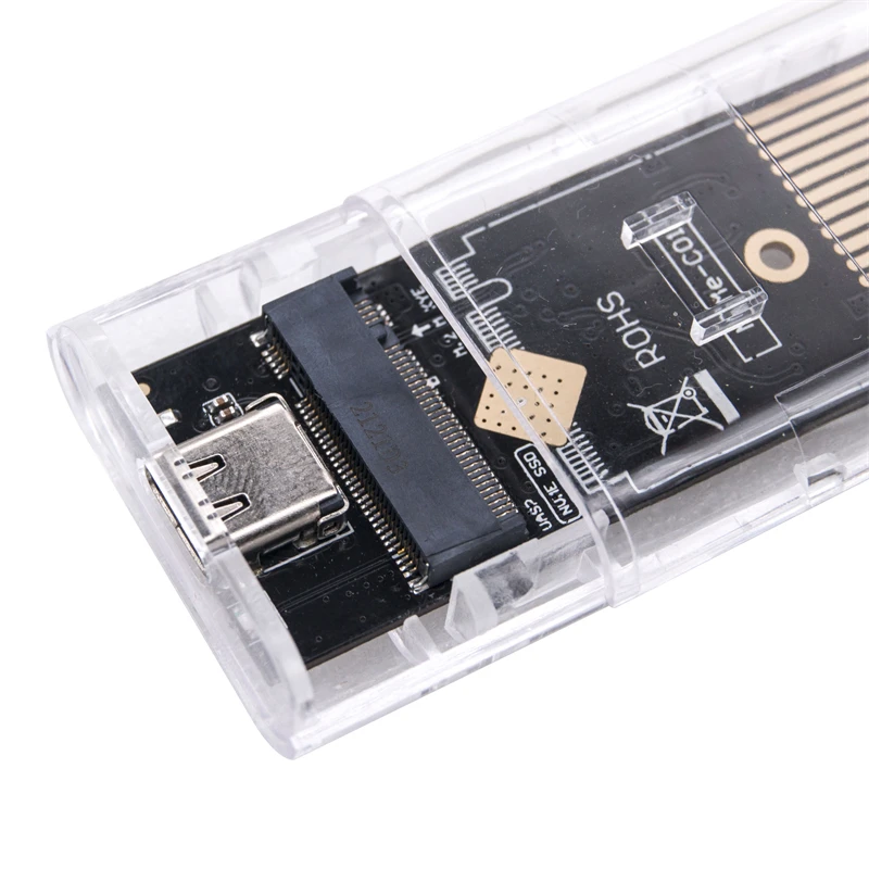 Внешний прозрачный корпус M2 SSD адаптер M.2 JMS583 NVME RTL9210B двухпротокольный Ранд для