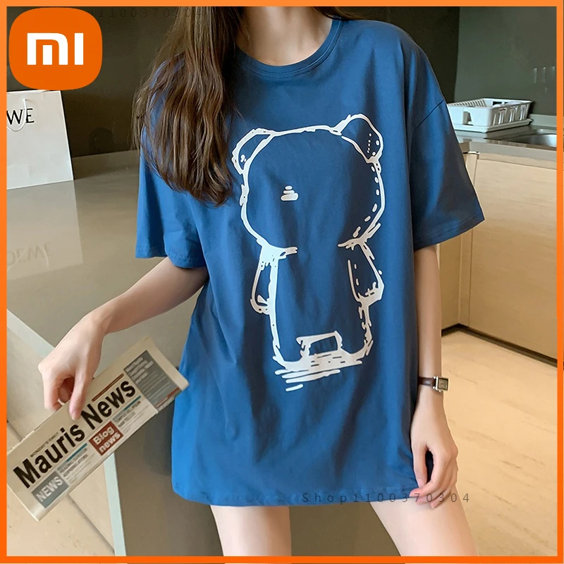 

Футболка женская летняя с коротким рукавом и мультяшным принтом