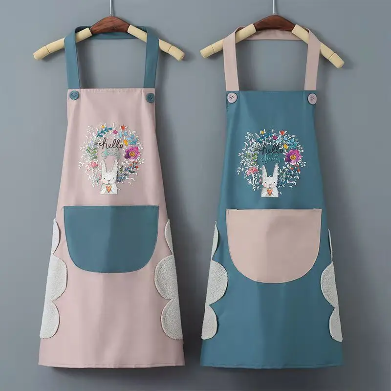 

Apron Kitchen Waterproof and Oil Proof Home Apron Wipe Hands Cooking Work Ladies Sleeves Aprons Kawaii Kitchen