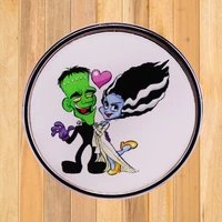 a0354 ghoulish love bride frankenstein enamel pin science horror movie brooch loving badge valentines day gothic jewelry
