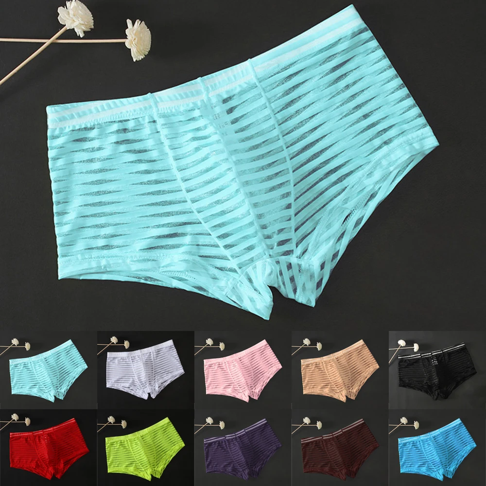 

Men's Sexy Underwear Mesh Transparent Boxer Briefs Low-waisted Underpants Briefs Sexy Breathable Briefs Bugle Pouch Panties