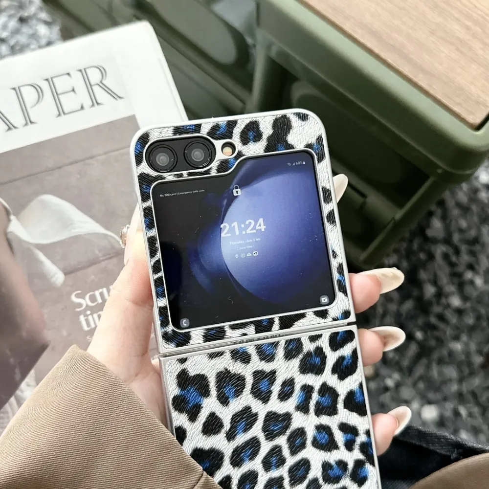Для Samsung Galaxy Z Flip 3 4 5 6 ультратонкий складной противоударный чехол с принтом Eopard