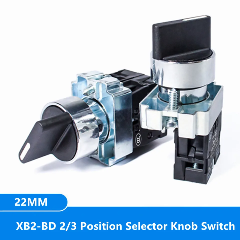 

22mm XB2-BD21 BD23 BD25 BD33 BD45 BD53 1NO/2NO/1NO1NC 2/3 Position Self Locking / Self Resetting Selector Knob Switch