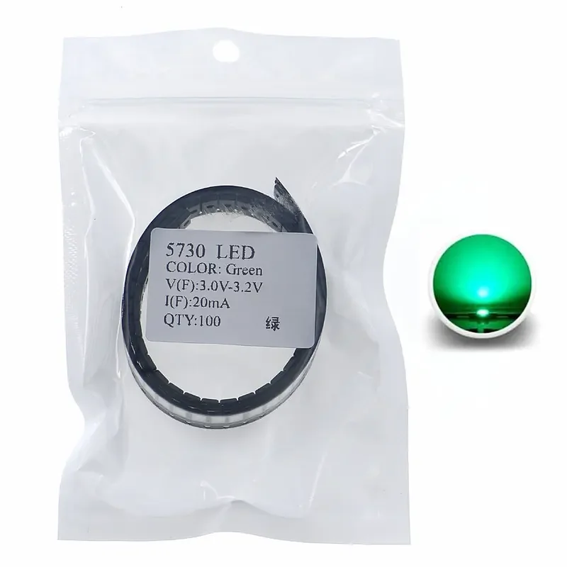 Фото 100 шт./лот 5730 (5630) SMD LED-чипы (светодиоды) для ламп: теплый белый, холодный белый, красный, зеленый, синий, желтый, оранжевый, розовый световые диоды №5