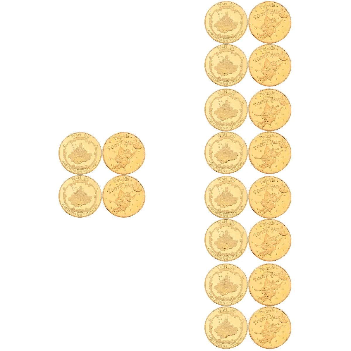 

20 Pcs Tooth Fairy Gold Coin Kid Toy Craft Decorative Delicate Souvenir Flashing Round Small Kids Alloy Children