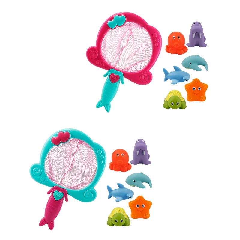 

Fish Toys Interactive Squeeze Spray Toy for w/ Fishing Net Kindergarten Child Favor
