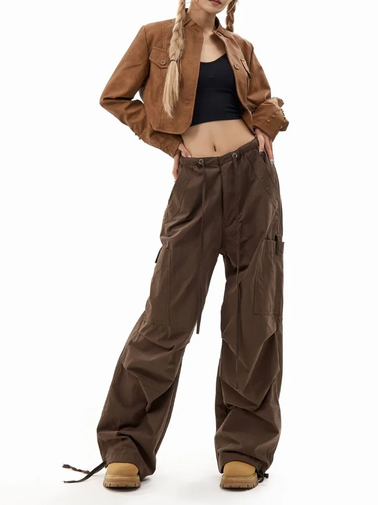 Уличная одежда DEEPTOWN Y2k в стиле хип-хоп с высокой талией и широкими штанинами