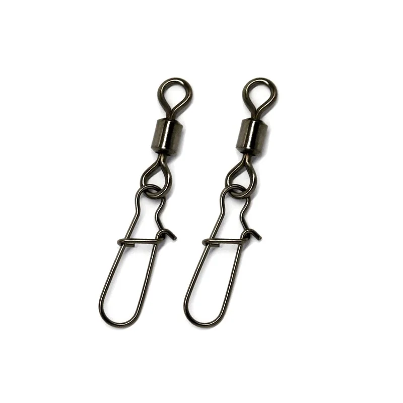 

50pcs/lot Fishing Lure Rolling Swivel with Snap Stainless Steel Fishing Hook Connector Link