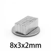 20501002005001000pcs 8x3x2 powerful magnets block magnets n35 neodymium 8mmx3mmx2mm sheet quadrate rare earth 832 mm