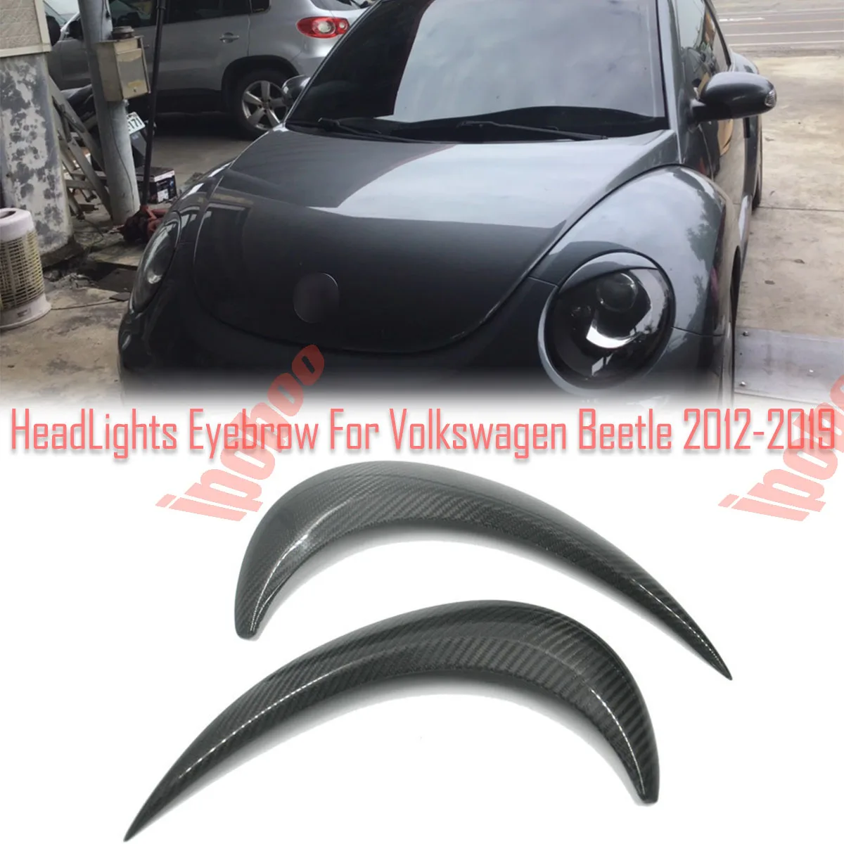 High Quality Real Carbon Fiber + FRP Headlight Cover Eyebrows Eyelid Trim Sticker Decals For Volkswagen Beetle 2012-2019