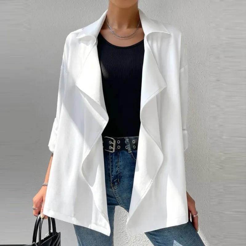 

Autumn And Winter Womens Faux Suede Long Sleeve Long Sleeve Open Front Cropped Casual Jacket Coat Outwear кофта женская