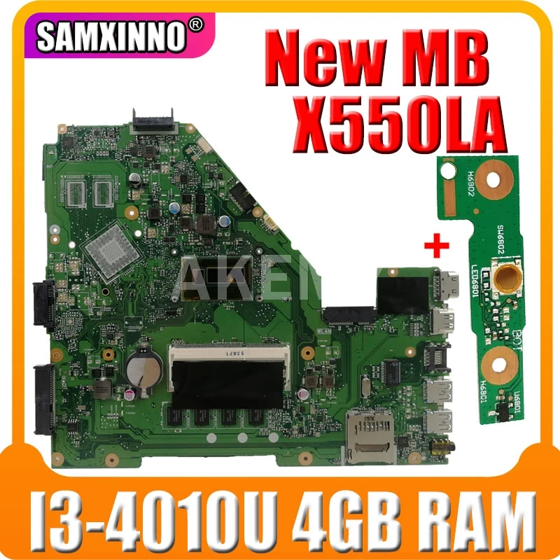 

Akemy X550LA Motherboard I3-4010U 4GB RAM For Asus A550L X550LD R510L X550LC X550L X550LB laptop Motherboard Mainboard