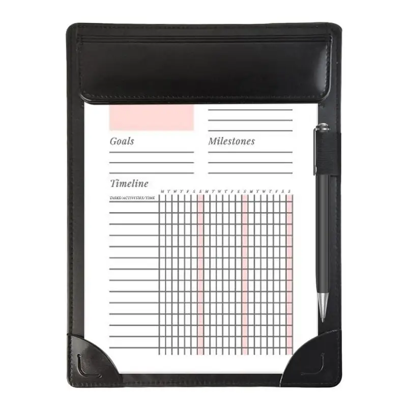 

Leather Clipboard Letter Size A4 Leather Clip Hardboard Meeting Memo Writing Desk Pad Restaurant Hotel Folder Clipboard With Pen