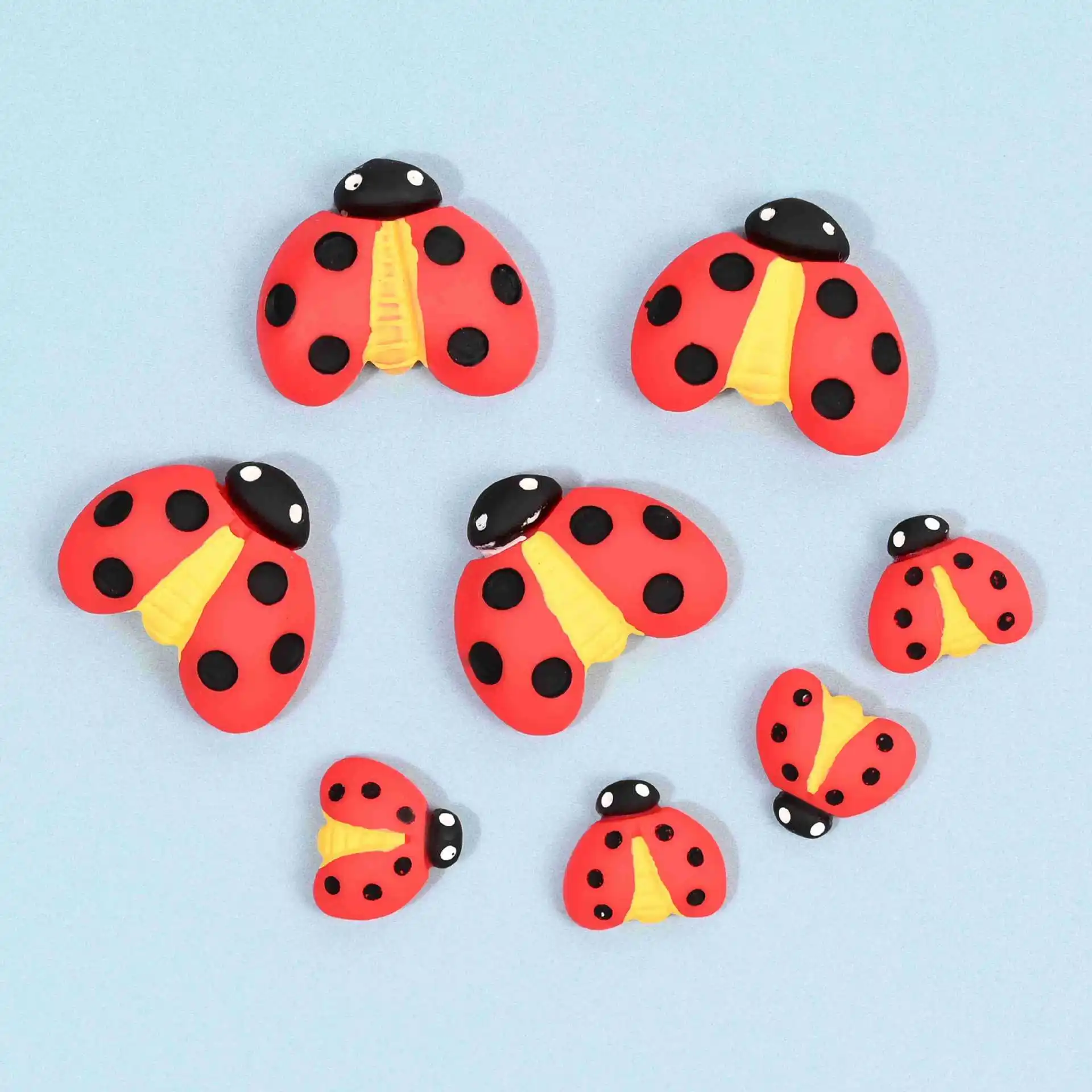 

10pcs Cartoon Resin Kawaii Ladybug Mini Figurine Flatback Scrapbook Supplies Material Craft Cabochons Dollhouse Miniatures Diy