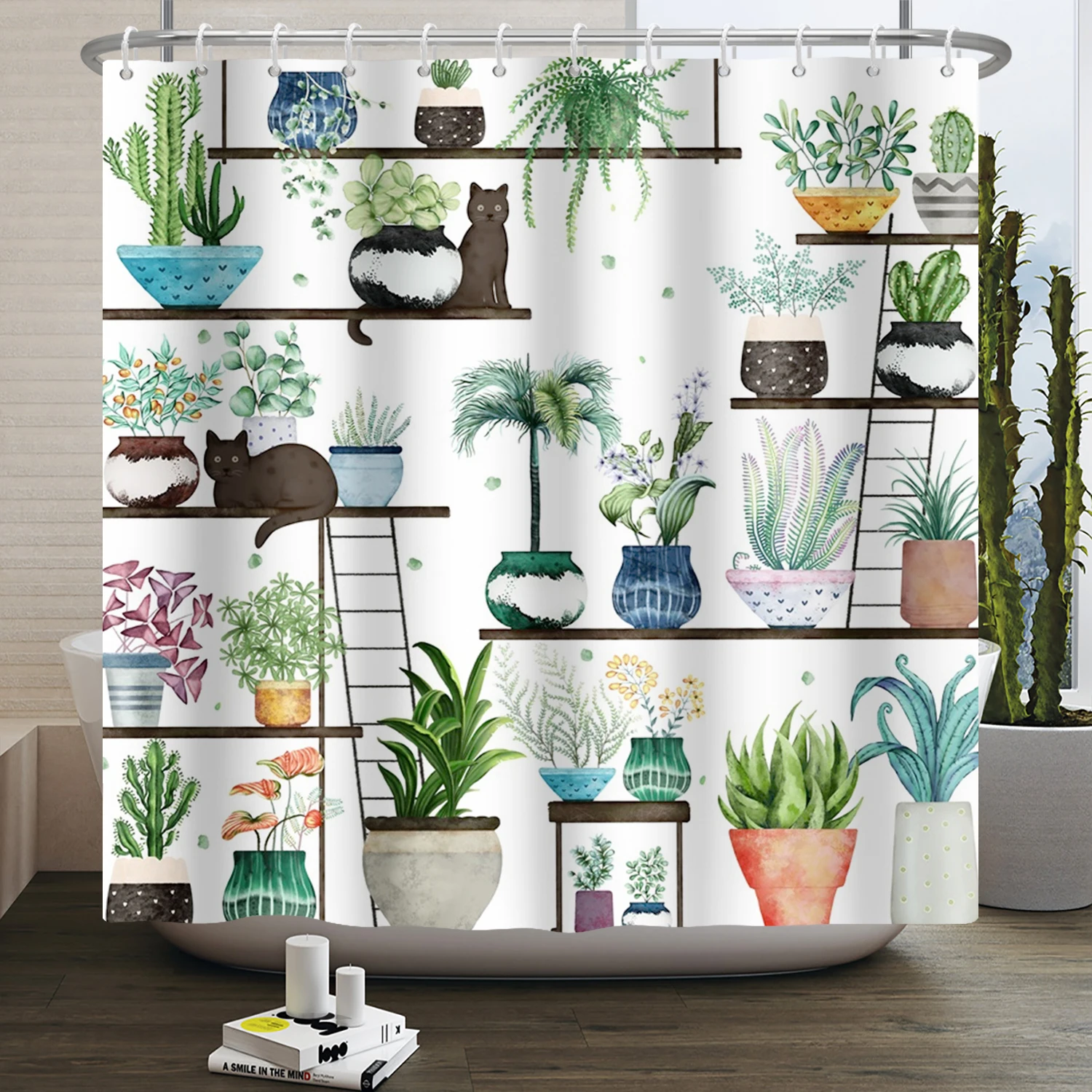 

Bohemian Flower Bathroom Shower Curtain Boho Floral Living Room Painting Polyester Fabric Cloth Decor Shower Curtain With Hooks
