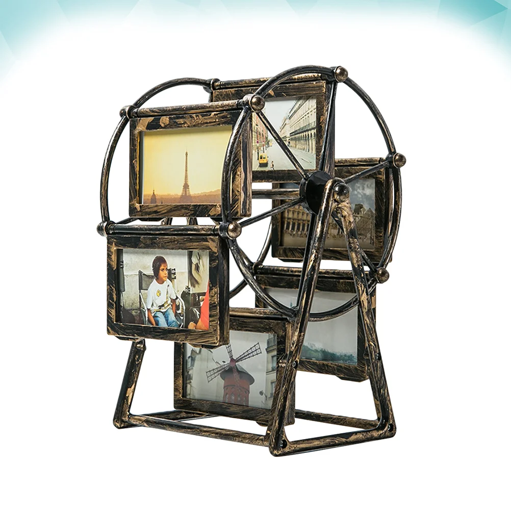 

Vintage Family Photo Frames Rotatable Ferris Wheel Picture Frame Desktop Picture Frame Standing Memorial Frame Home Decor ( 4 )