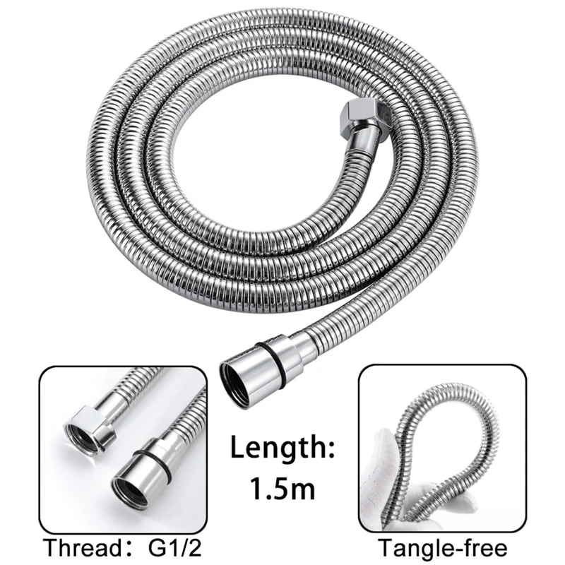 BEAU-1 5 м (59 дюймов) гибкий душевой шланг с защитой от изгиба полированный