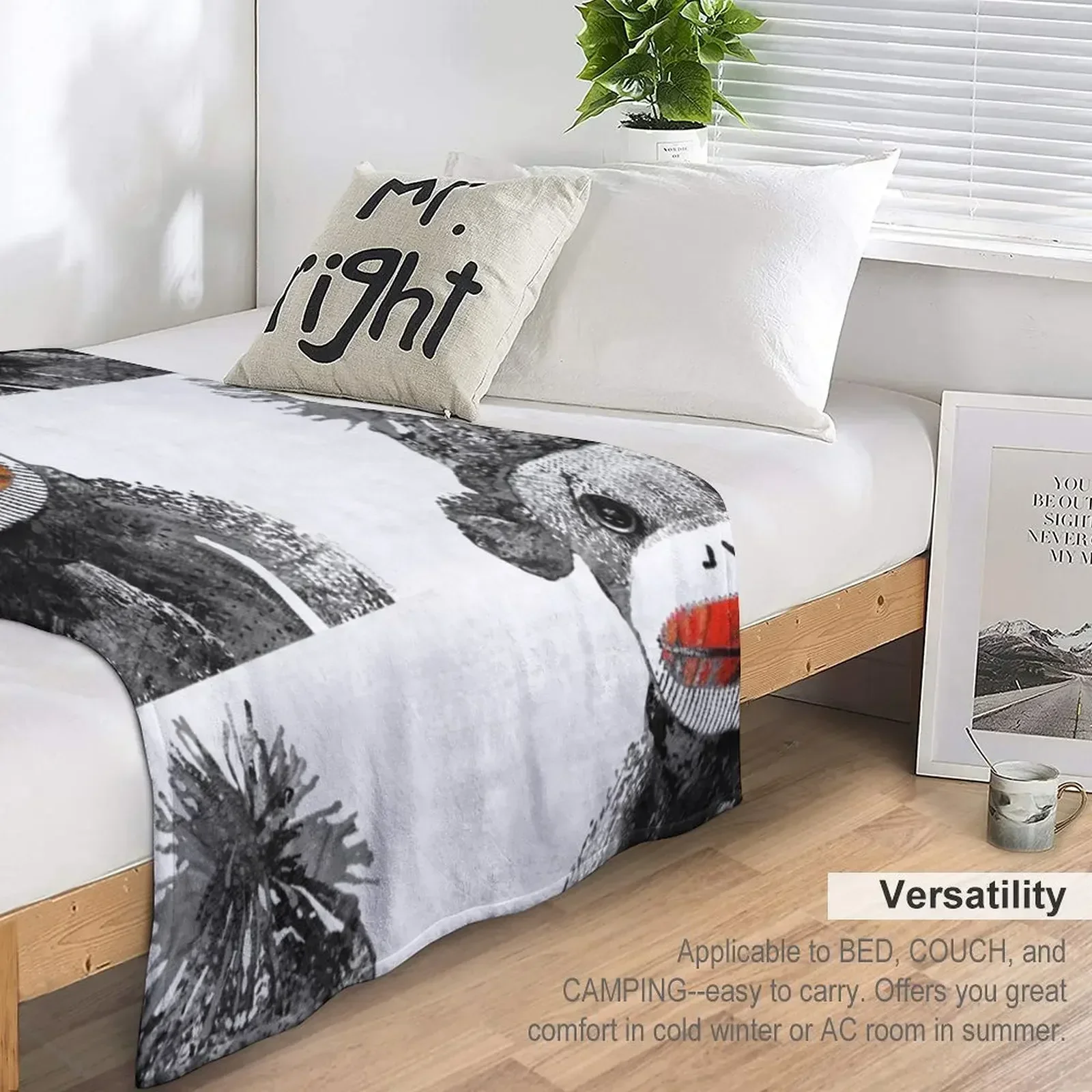 Носок обезьяна искусство в черном белом и красном-By Шарон КАММИНГЗ Плед