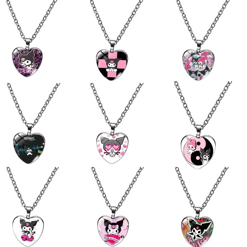 

50 см Sanrios Kawaii в форме сердца мультфильм аниме mymelody Kuromi время драгоценный камень европейский и американский стандарт ожерелье