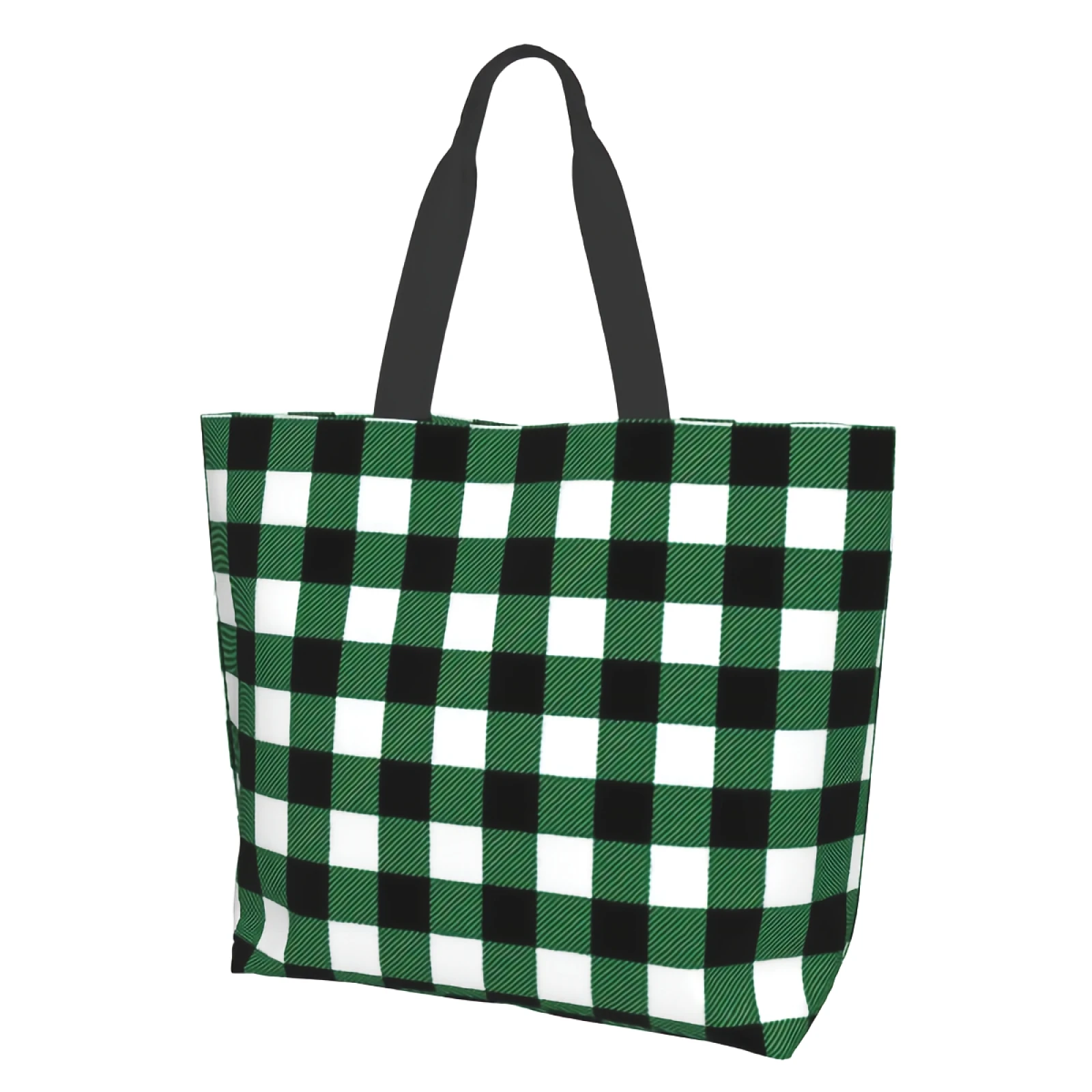 

Travel Commuter Tote Bag - Green Plaid Tote Bags for Women Pool Bag Beach Bags