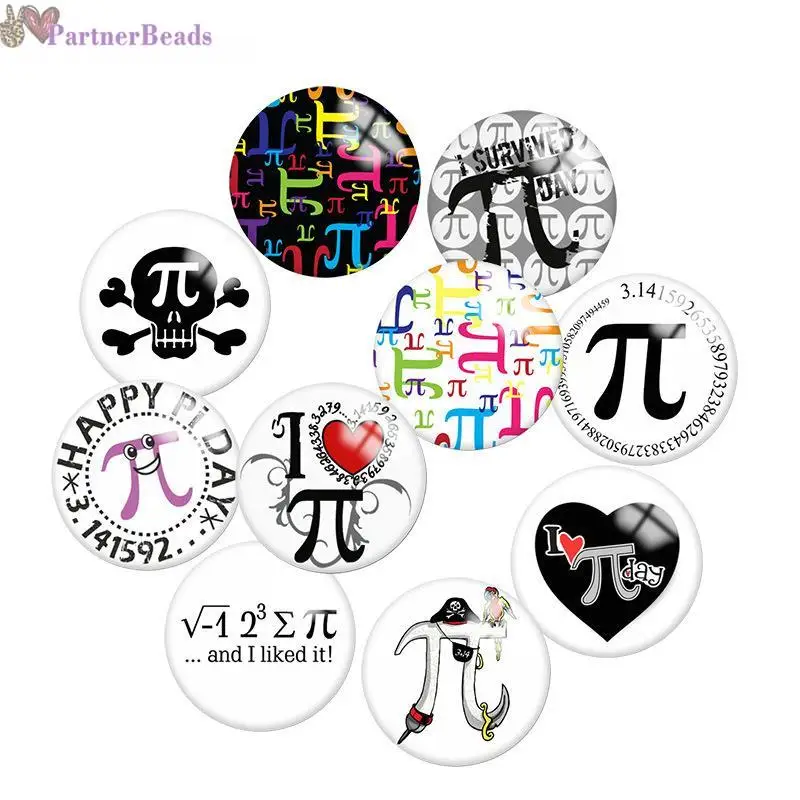 

Happy Pi dayRound Photo Glass Cabochon Demo Flat Back Making Findings 20mm Snap Button N3351
