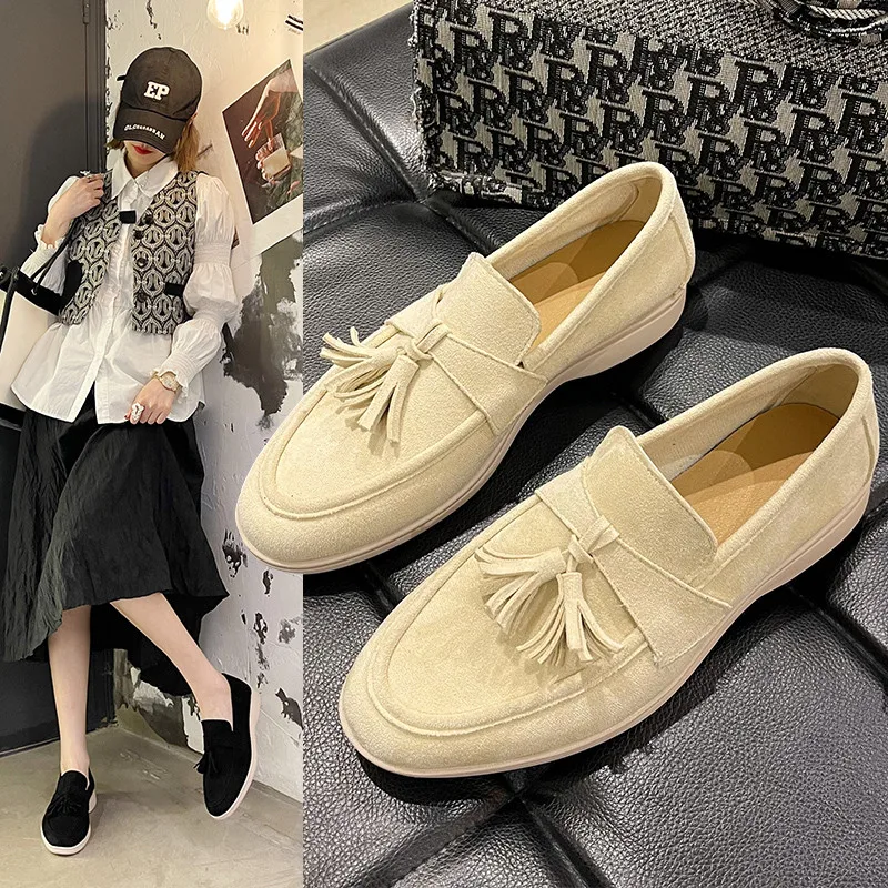 British Style Red Women Loafers Summer Suede Slip-on Women Flat Shoes Comfortable Breathable Womens Casual Shoes Mocasines 2023