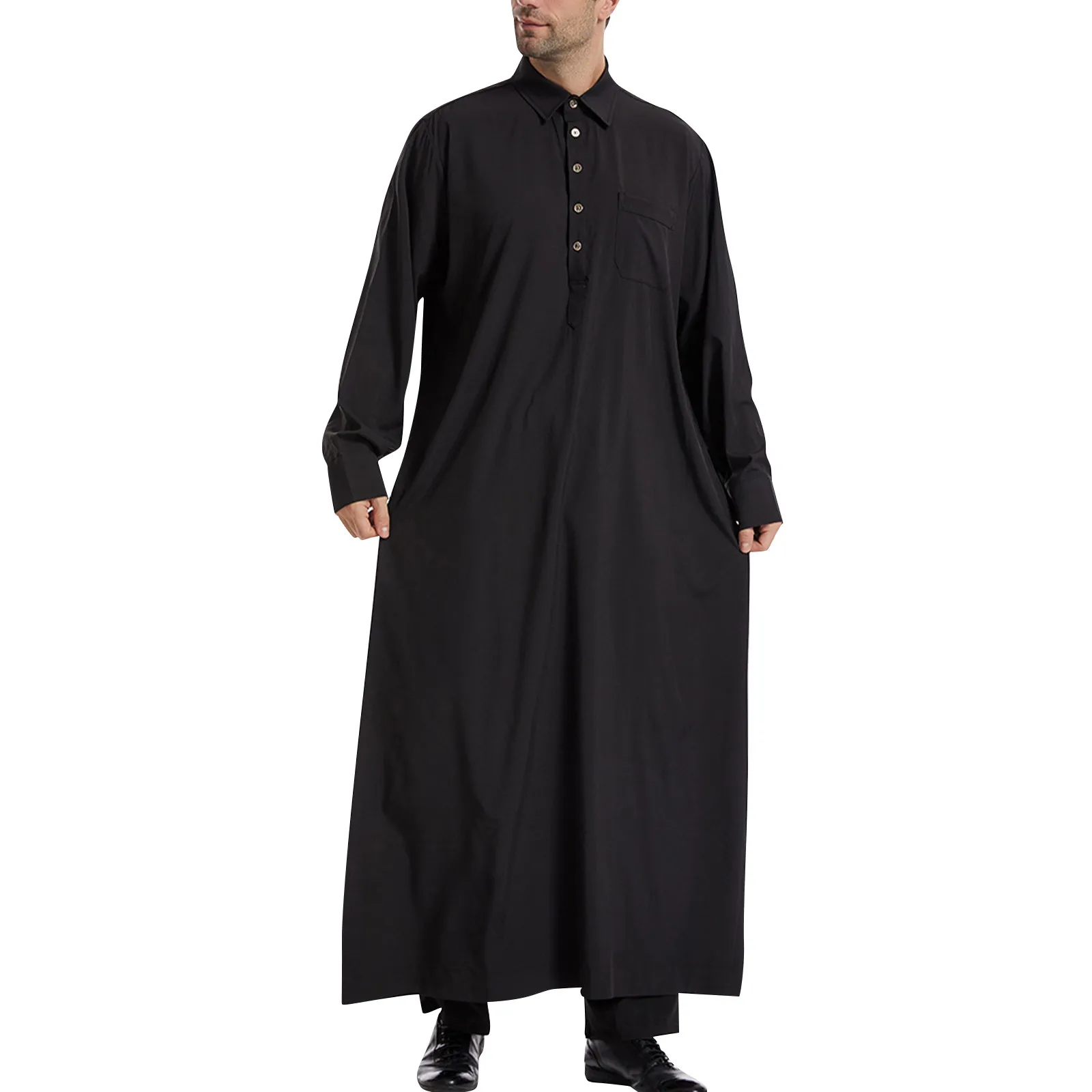 Мужская Повседневная рубашка с длинным рукавом однотонное свободное платье
