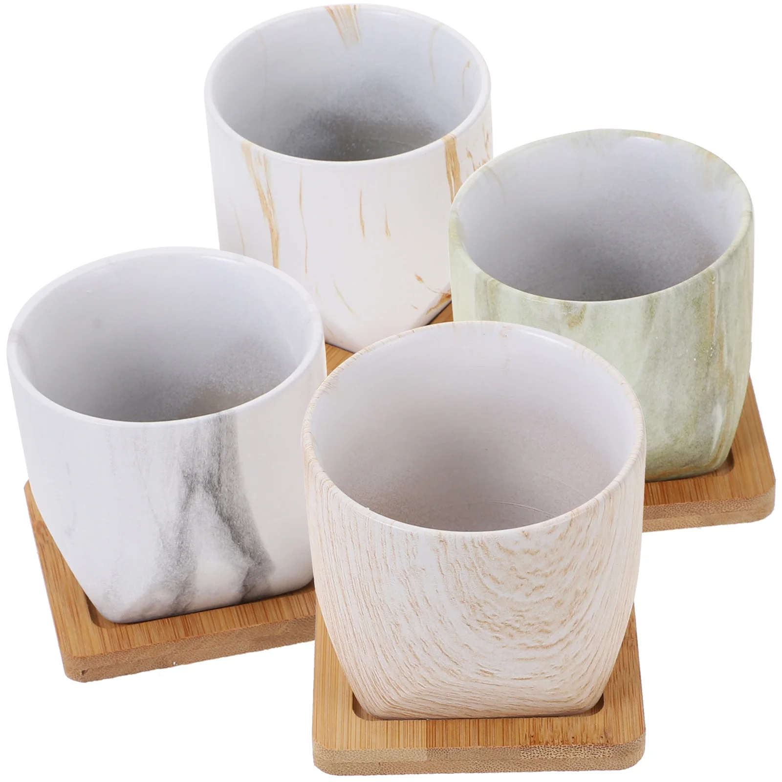 

Pots Ceramic Flower Planter Pot Planters Bonsai Succulent Saucers Bamboo Container Outdoor Garden Mini Saucer Succulents