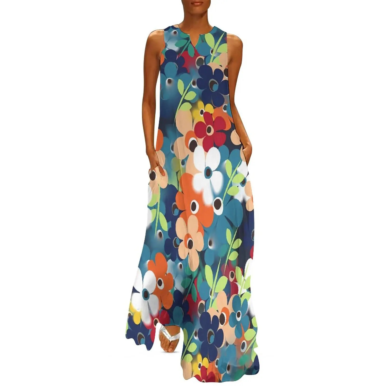 

Ditsy Floral Print Dress Summer Flower Power Street Wear Bohemia Long Dresses Female Printed Night Club Maxi Dress Big Size 4XL