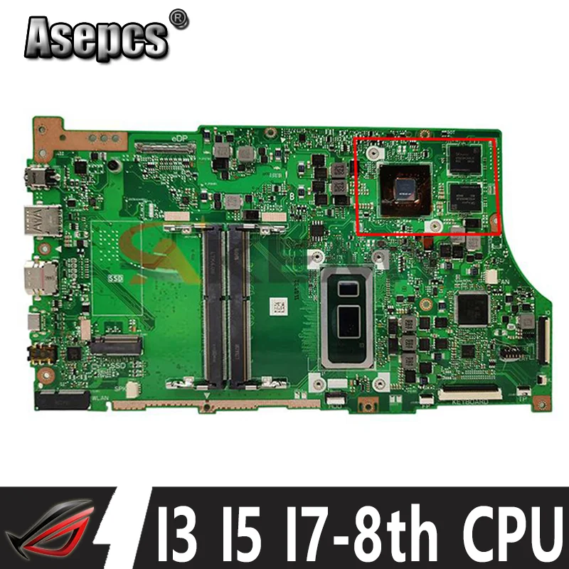 

X530F Laptop Motherboard I3-8145U I5-8265U I7-8565U CPU V2G GPU For ASUS S15 S530 S530F X530F X530FN S5300F X530FA Mainboard