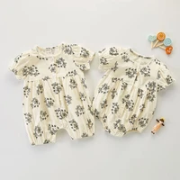 summer new newborn one piece clothes baby girl bubble sleeve one piece clothes cotton floral lovely one piece pants baby girl