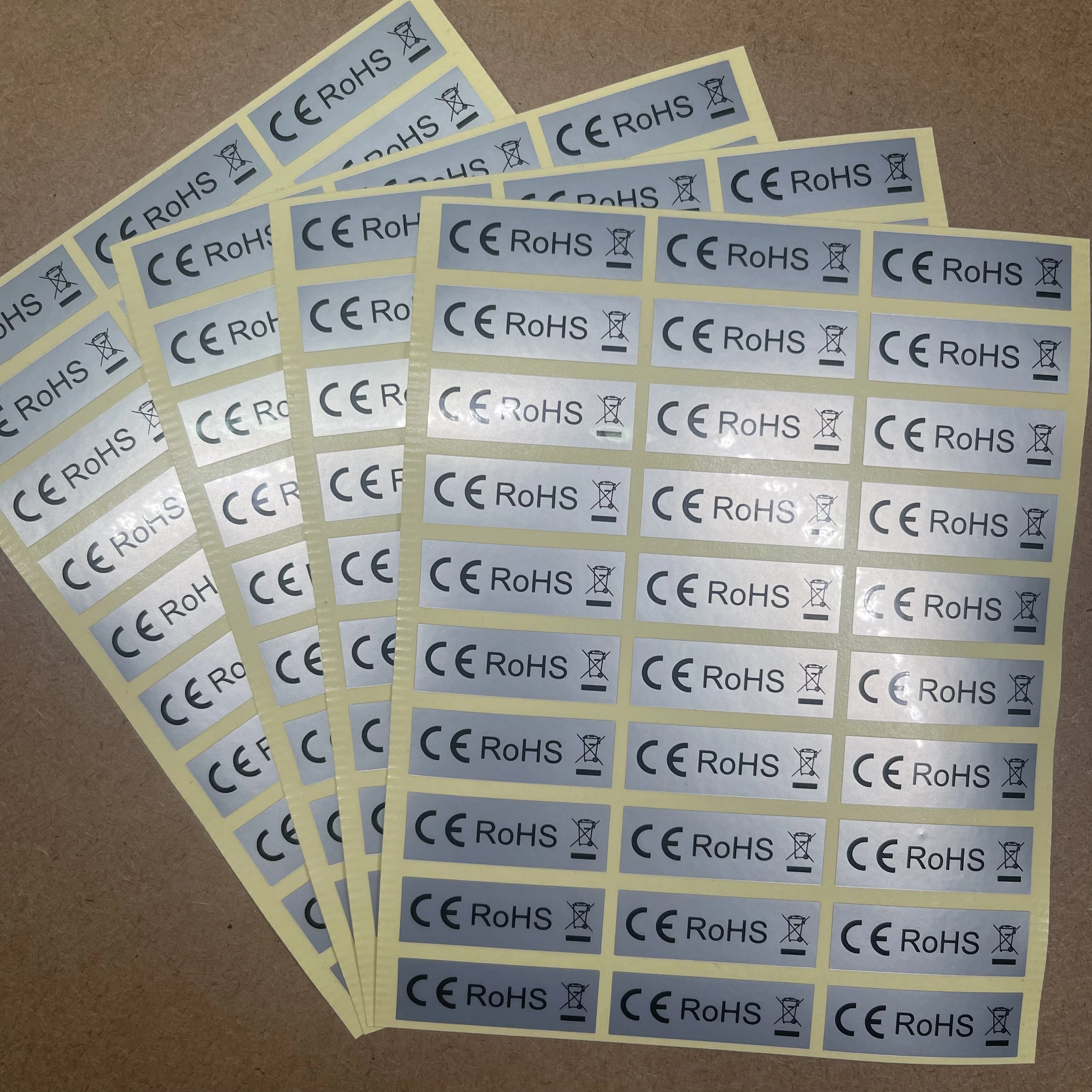 Free Shipping 10000PCS 30x10mm CE Environmental Trash Label Dumb Silver Self-adhesive Label CE Waterproof Sticker
