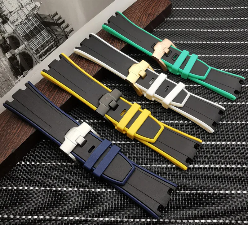 

Two Tone Silicone Rubber watch band 28mm bracelet wristband sport watchband for AP strap Bracelet For Audemars And Piguet