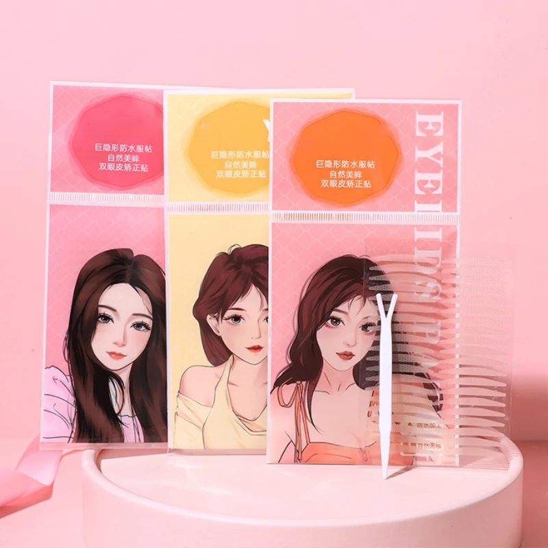 

200Pcs Double Eyelid Tape Sticker Invisible Fold Eyelid Traceless lace Clear Beige Stripe Self-adhesive Natural Eye Makeup Tool