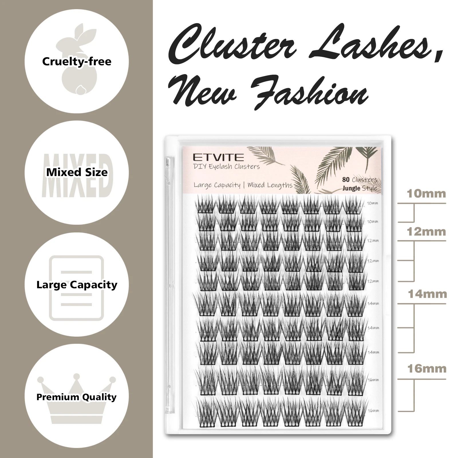 ETVITE индивидуальные кластерные ресницы сегментированные сделай сам естественная