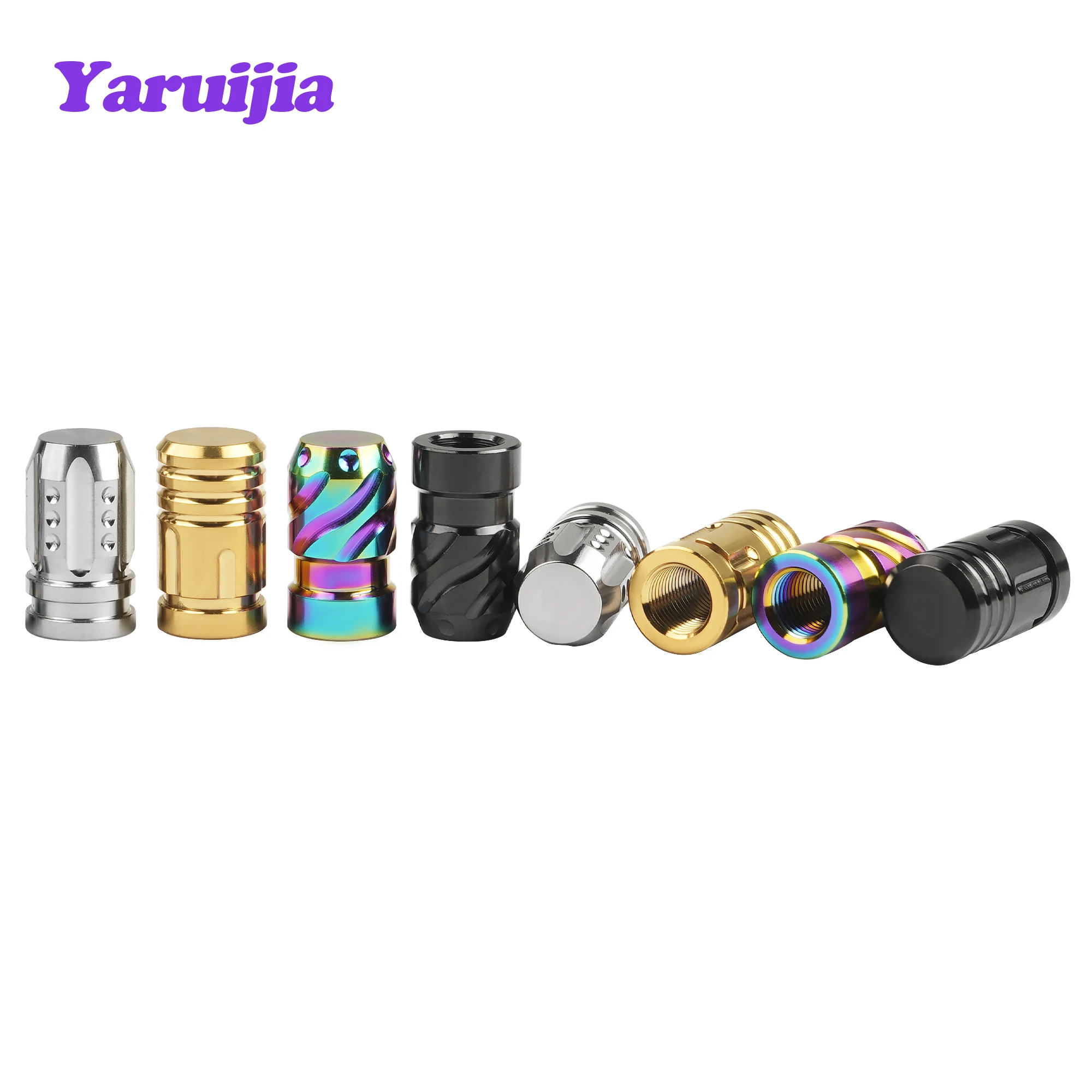 

Yaruijia Titanium Bike Schrader American valve cover head Valve Caps for Road MTB Bicycle Wheel Dust Valve Tyre Dustproof Cover