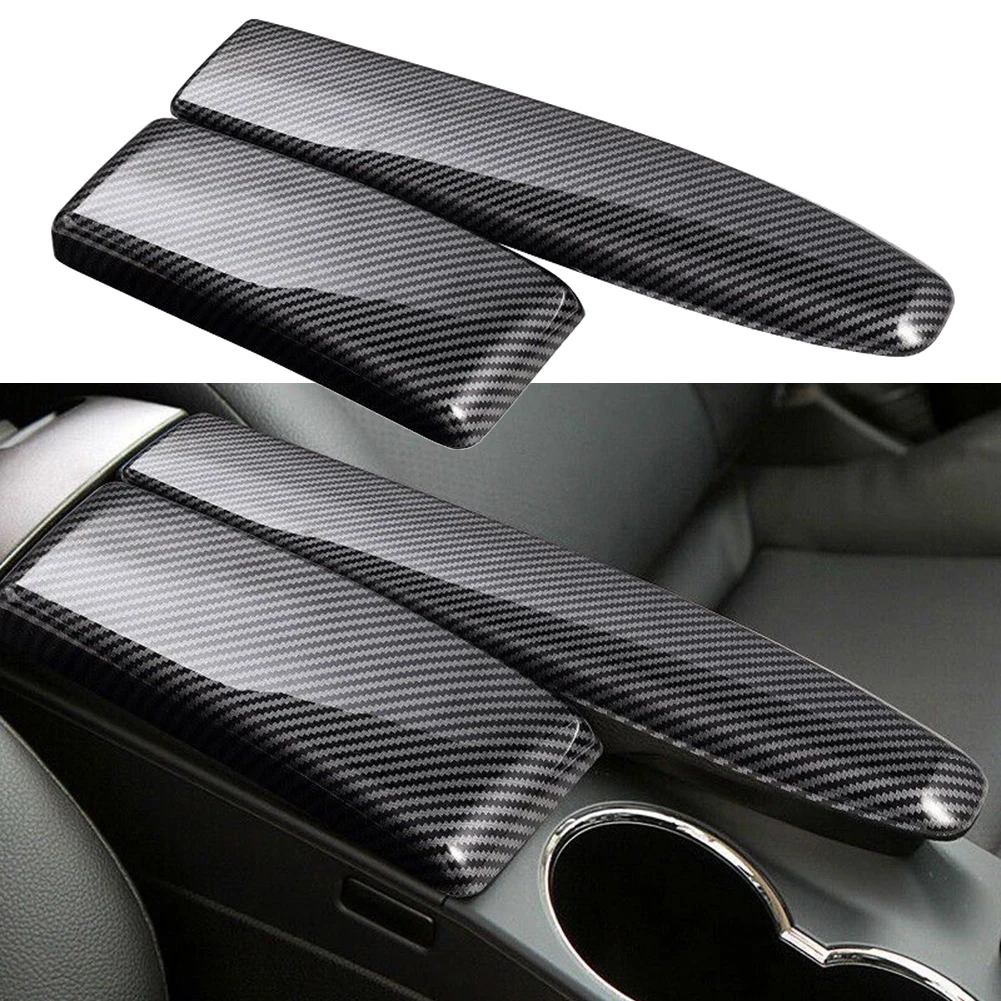 

2Pcs Car Center Armrest Box Panel Cover ABS Carbon-Fiber Black Cap For Mercedes-Benz C W204 E W212 GLK X204 Interior Accessories