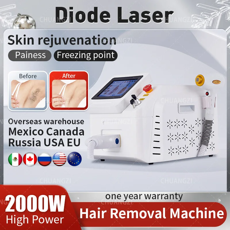 

Аппарат для удаления волос с диодным лазером 2000 Вт 808, новый аппарат для удаления волос из ледяного титана 2023 нм