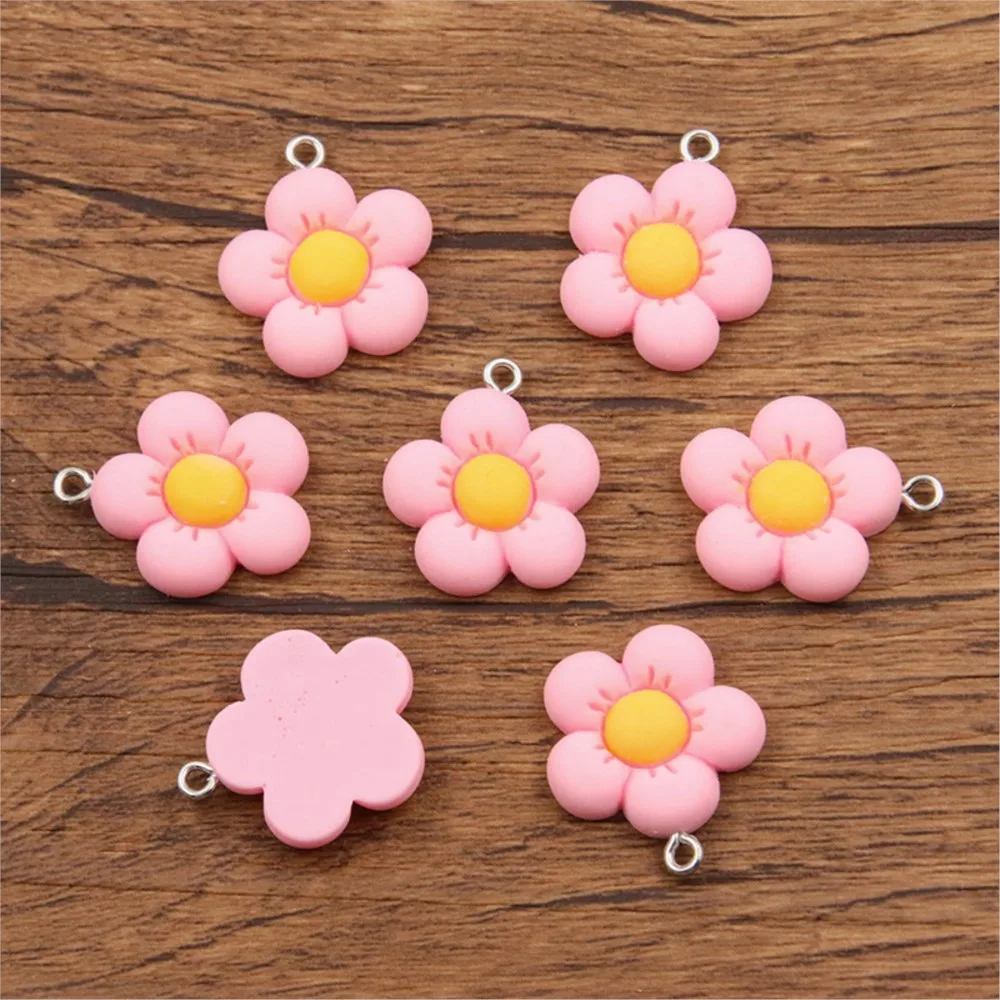 10 шт./лот 21x24 мм красочные смолы милый цветок в форме свободные подвески-подвески