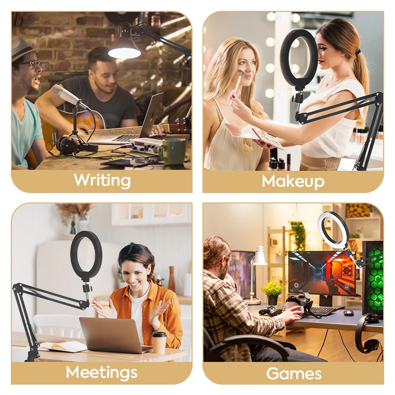 Светодиодная лампа для селфи с подставкой и держателем телефона