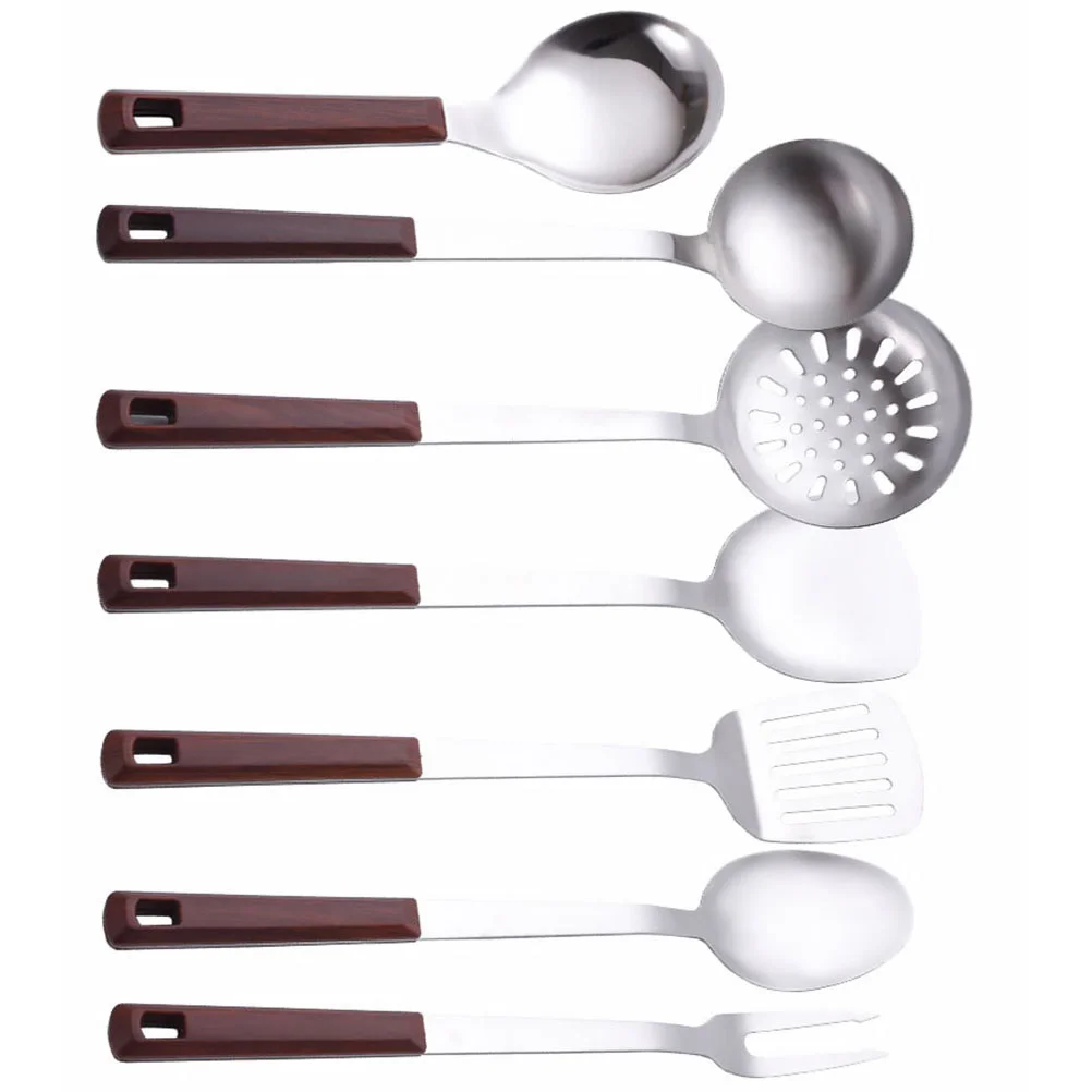 

1 Set of 7 Pcs Stainless Steel Cooking Utensils Heat-resistant Kitchenware