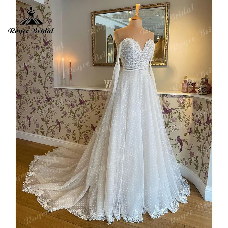 

Princess Boho Lace Sweetheart Civil Beach Wedding Dress 2023 Off the Shoulder Wedidng Birdal Gowns vestidos de novia sin encaje