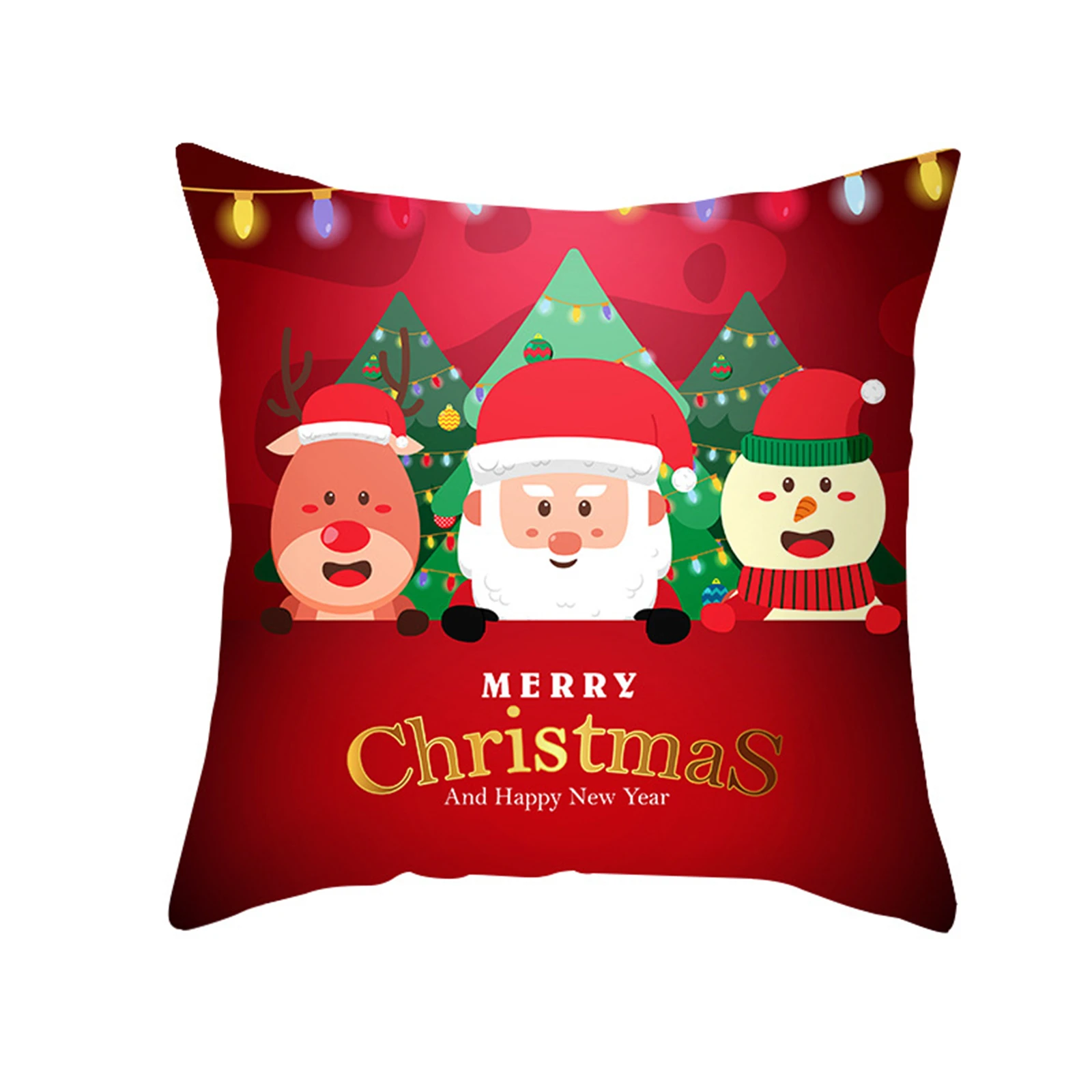 

Home Decor Christmas Pillow Cover Santa Snowman Photo Print Cushion Sofa Window Seat Pillowcase 45x45cm funda de almohada