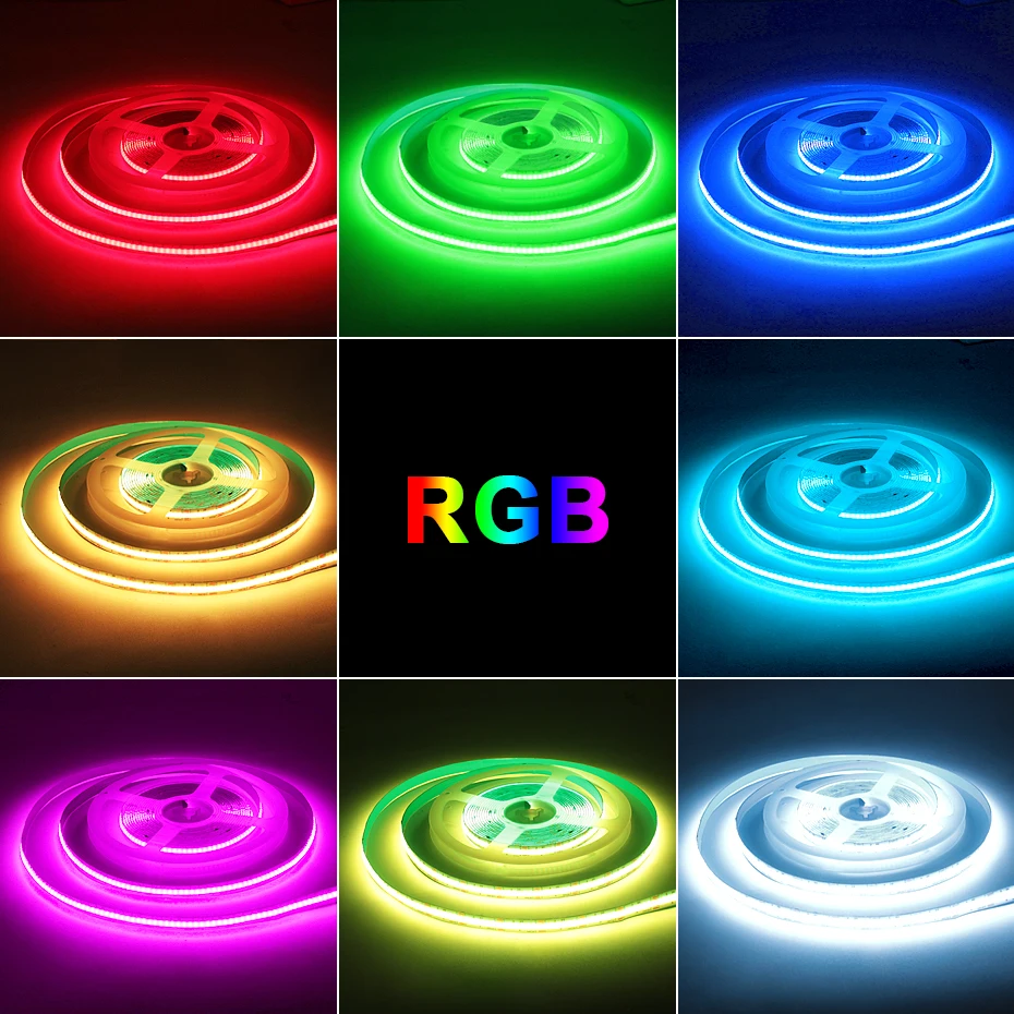 DC24V 840 LED / m COB Светодиодные полосчатые лампы RGB Регулируемый свет Сверхяркий
