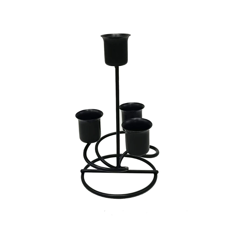 4 Arms Iron Art Candlestick Display Stand Wedding Party Home