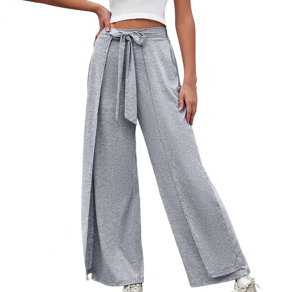 

Stylish Autumn Sweatpants Wide Leg Fitness Autumn Pants Two Layers Stretchy Waist Women Sweatpants