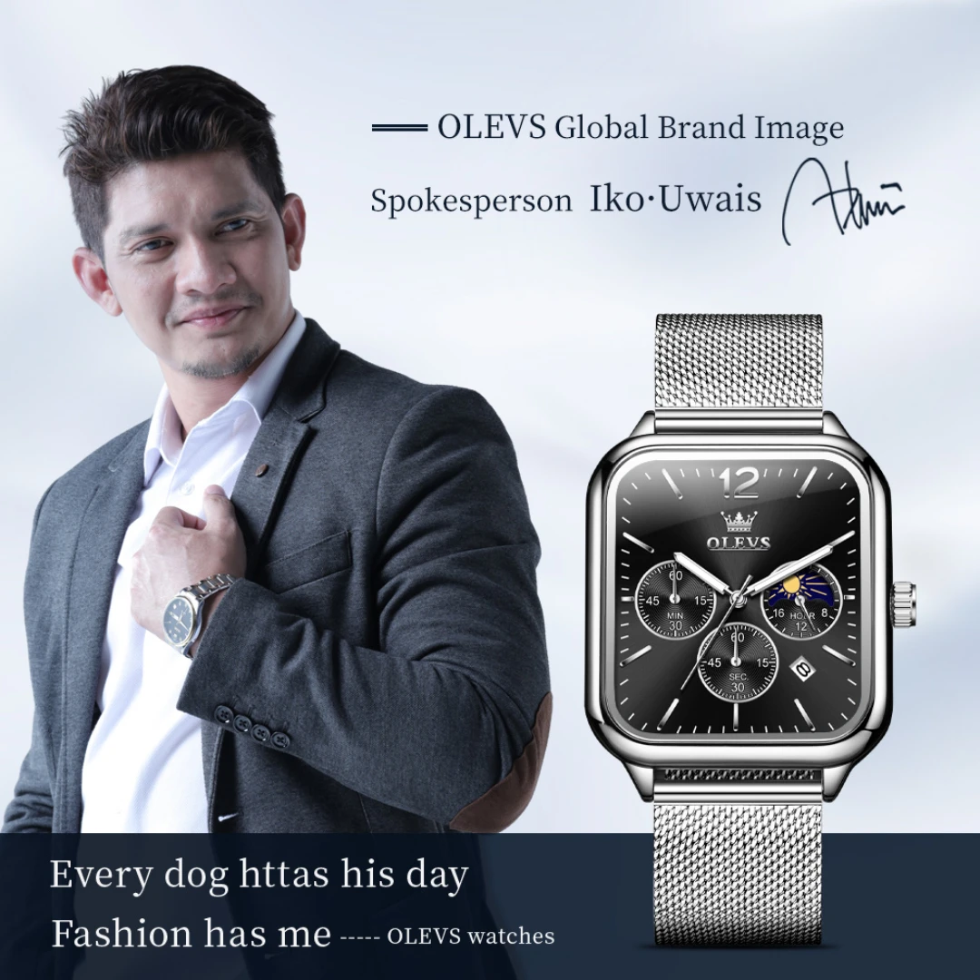 OLEVS 9914 кварцевые модные часы подарок Прямоугольный циферблат нержавеющая сталь