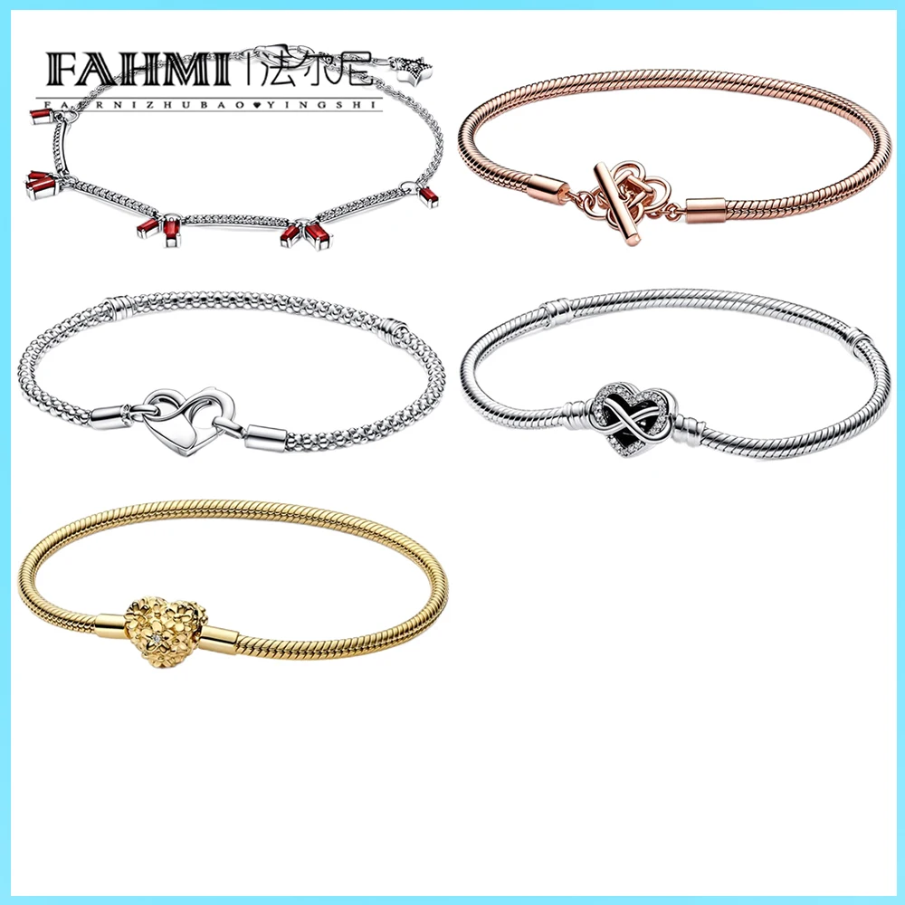 

Fahmi 100% 925 Sterling Silver Bracelet Fit Original Design Beads Charms DIY Jewelry Making Dazzling Chain Bracelet For Women