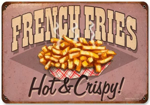 

Vintage Retro French Fries Metal Sign Cafe Shop Diner Restaurant Wall Decor